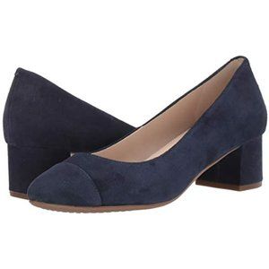 Cole Haan Size 9 Marine Blue Go To Pump Waterproof Suede Block Heels